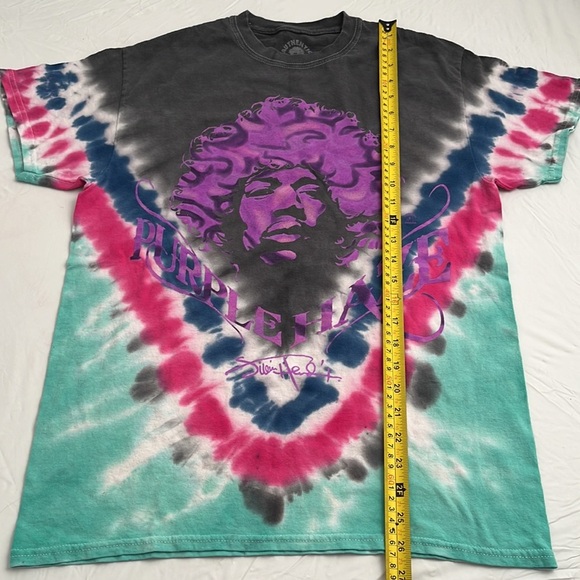 Authentic Hendrix multi tie dye Jimi Hendrix Purple Haze short sleeve t-shirt - Picture 3 of 5